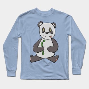 panda bear with bamboo in hand Long Sleeve T-Shirt